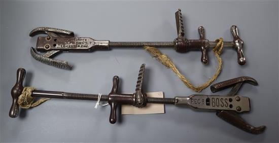 Two steel boot pulls
